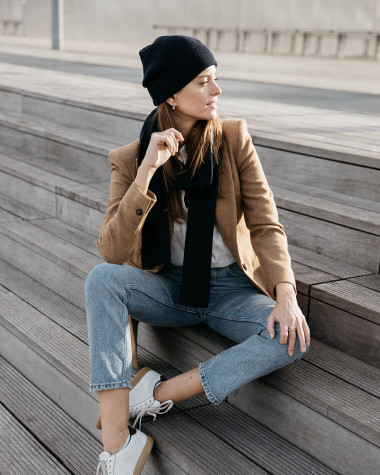 Bonnet en laine Marine - Mixte
