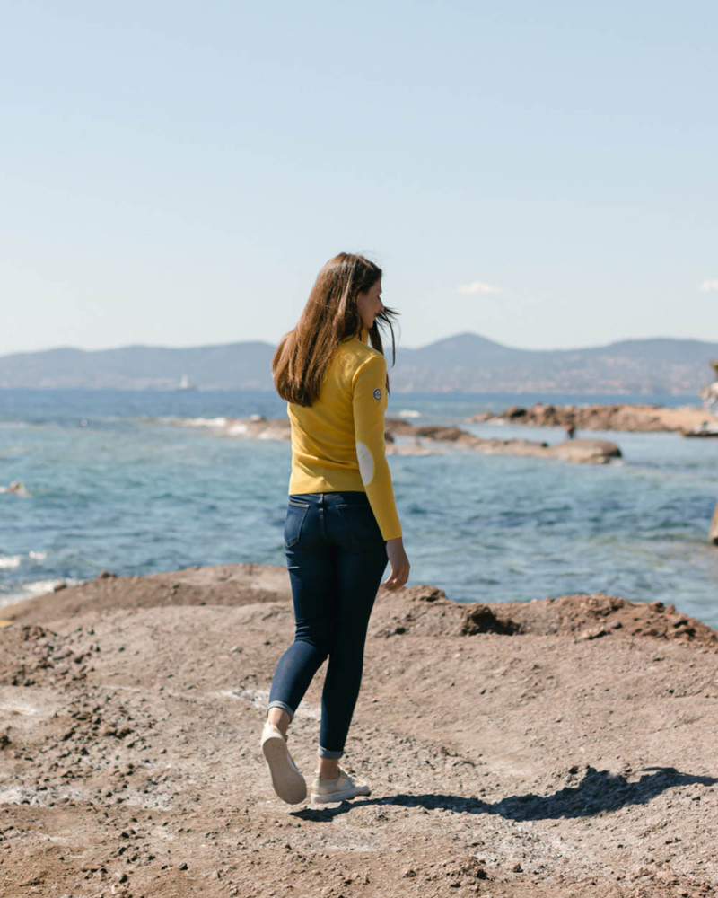 Pull marin en laine mérinos Femme Jaune