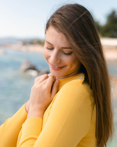 Pull marin en laine mérinos Femme Jaune
