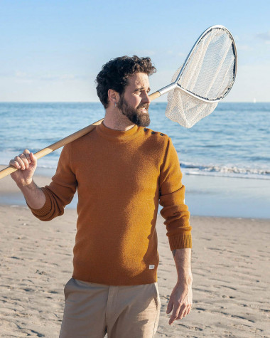 Pull marin Homme en laine Terracotta