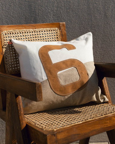 Cushion 50x50 - Linen and leather