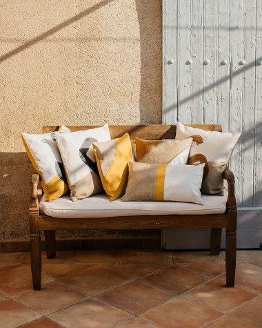 Cushion 50x50 - Linen and leather