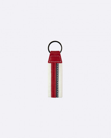  Schlüsselanhänger · Rot und grau Leder