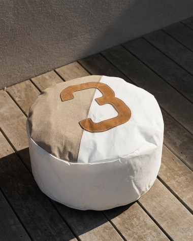 Solo Bean Bag Linen and leather ⌀54 - French Riviera