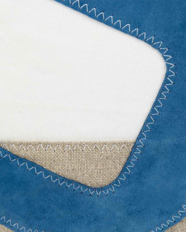 Hand Bag Legend - Linen and blue leather