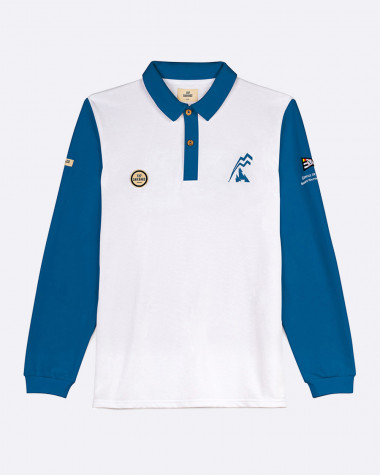 Men's long sleeved polo Bol d'Or Mirabaud 2021 White & Blue 
