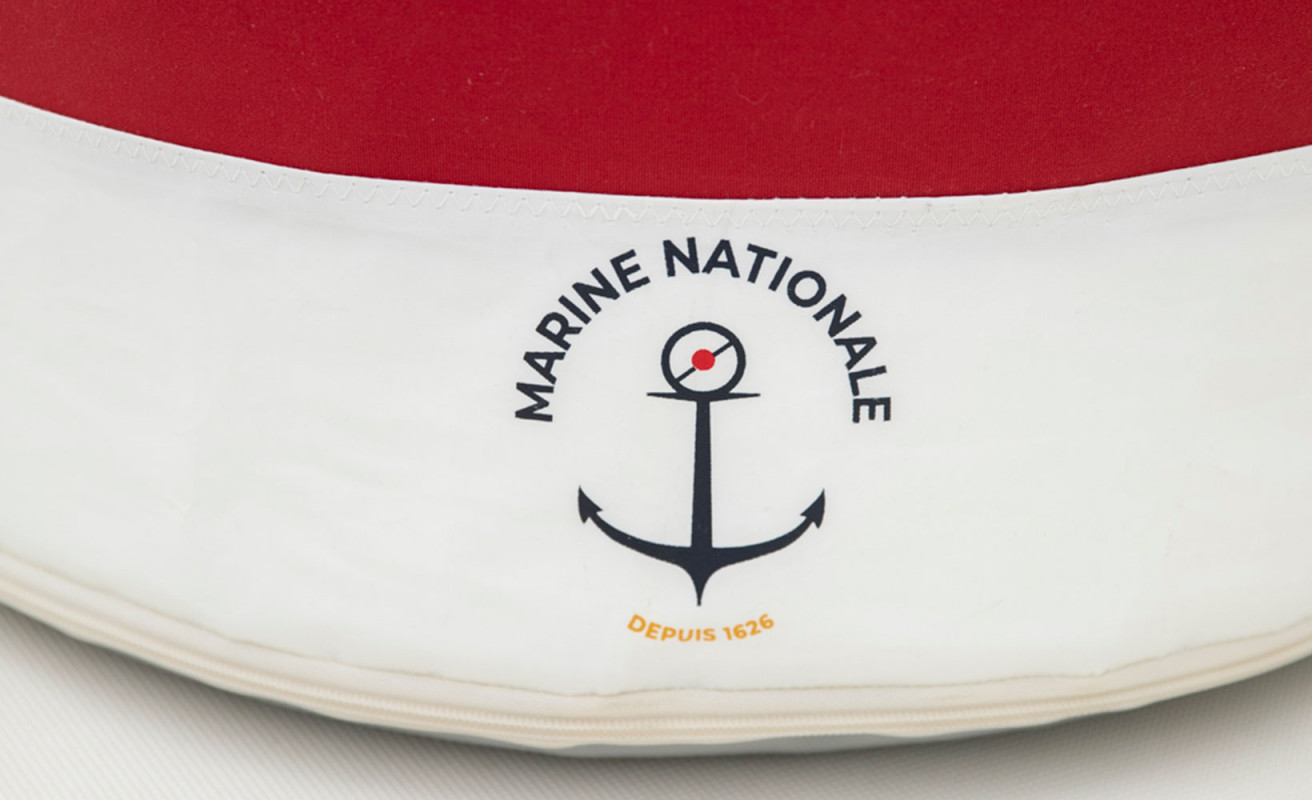 Pouf Solo marinière Marine nationale ⌀54