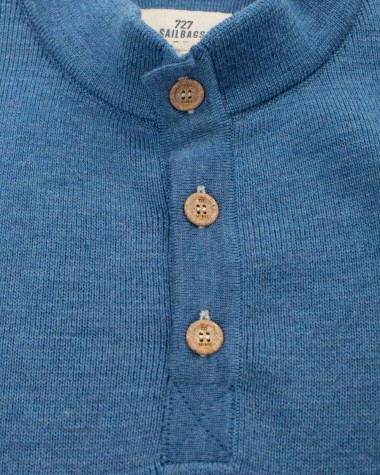 Pull col montant Homme · Laine Mérinos Bleu chiné