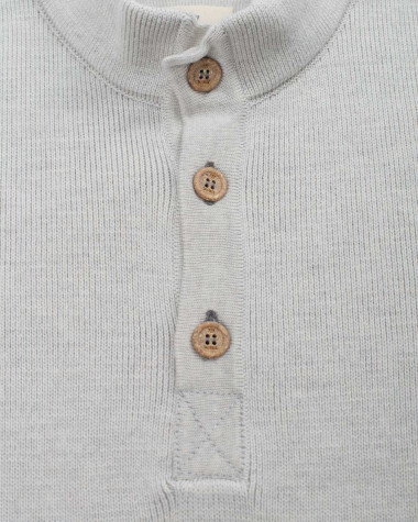 Pull col montant Homme · Laine Mérinos Blanc chiné