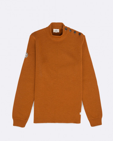 Maritimer Herrenpullover reiner Wolle · Terrakotta