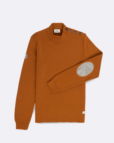 Maritimer Herrenpullover reiner Wolle · Terrakotta