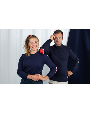 Pull Marin en laine pour Homme avec coudi res en voile 100