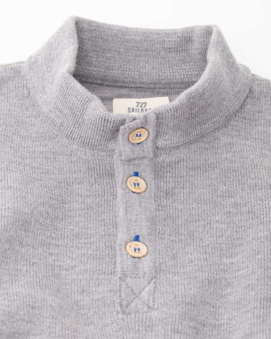 Pull col montant Homme · Laine Mérinos gris chiné