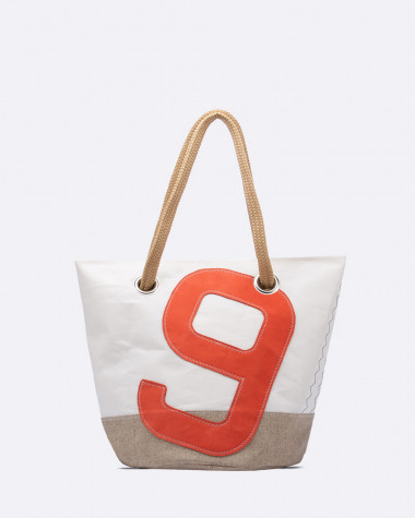 Sac à main Sandy · Lin et cuir corail