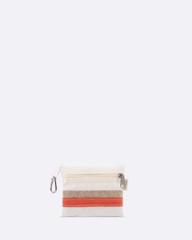 Pocket · Lin et cuir corail