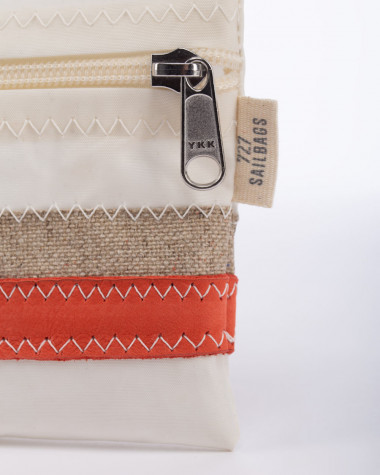 Pocket · Lin et cuir corail