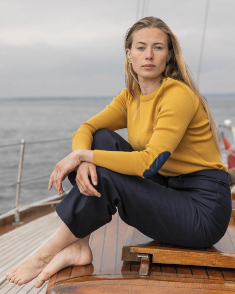 Pull marin Femme · Moutarde et Marine