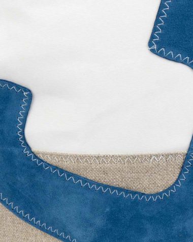 Hand bag Sandy · Linen and blue leather