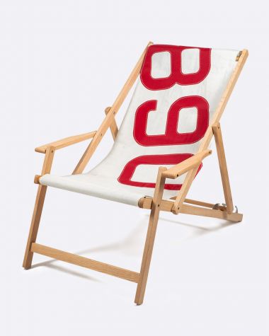 Transat en hêtre blanc et rouge