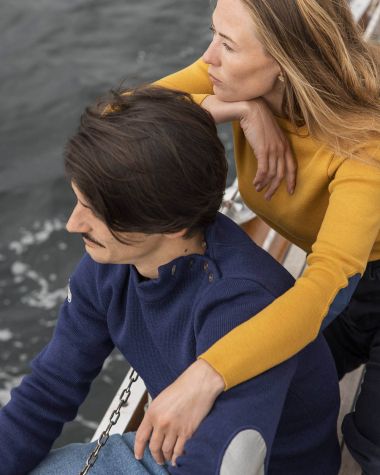 Men's sailor sweater in wool · Navy