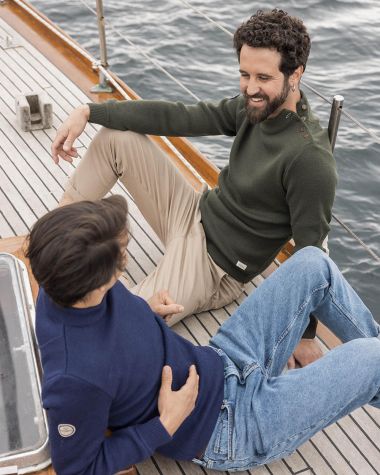 Men's sailor sweater in wool · Navy