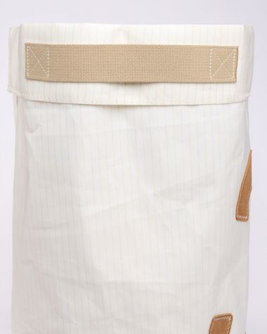 Panier à linge rayé camel
