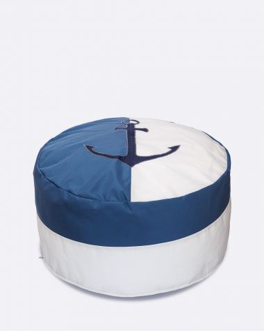 Pouf Duo ancre marine bleu