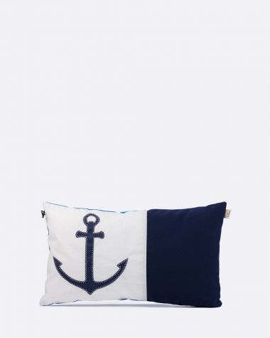 Coussin 30x50 ancre marine bleu