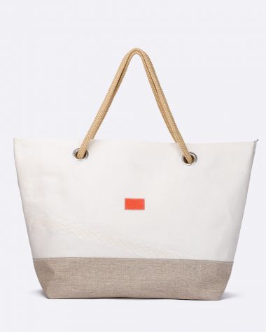 Sac de voyage Carla · Lin et cuir corail