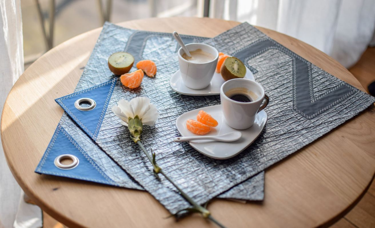 2 Placemats - Grey and Blue