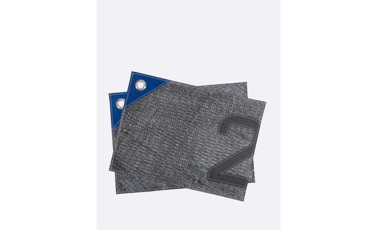 2 Placemats Grey and Blue recyclé 727 Sailbags