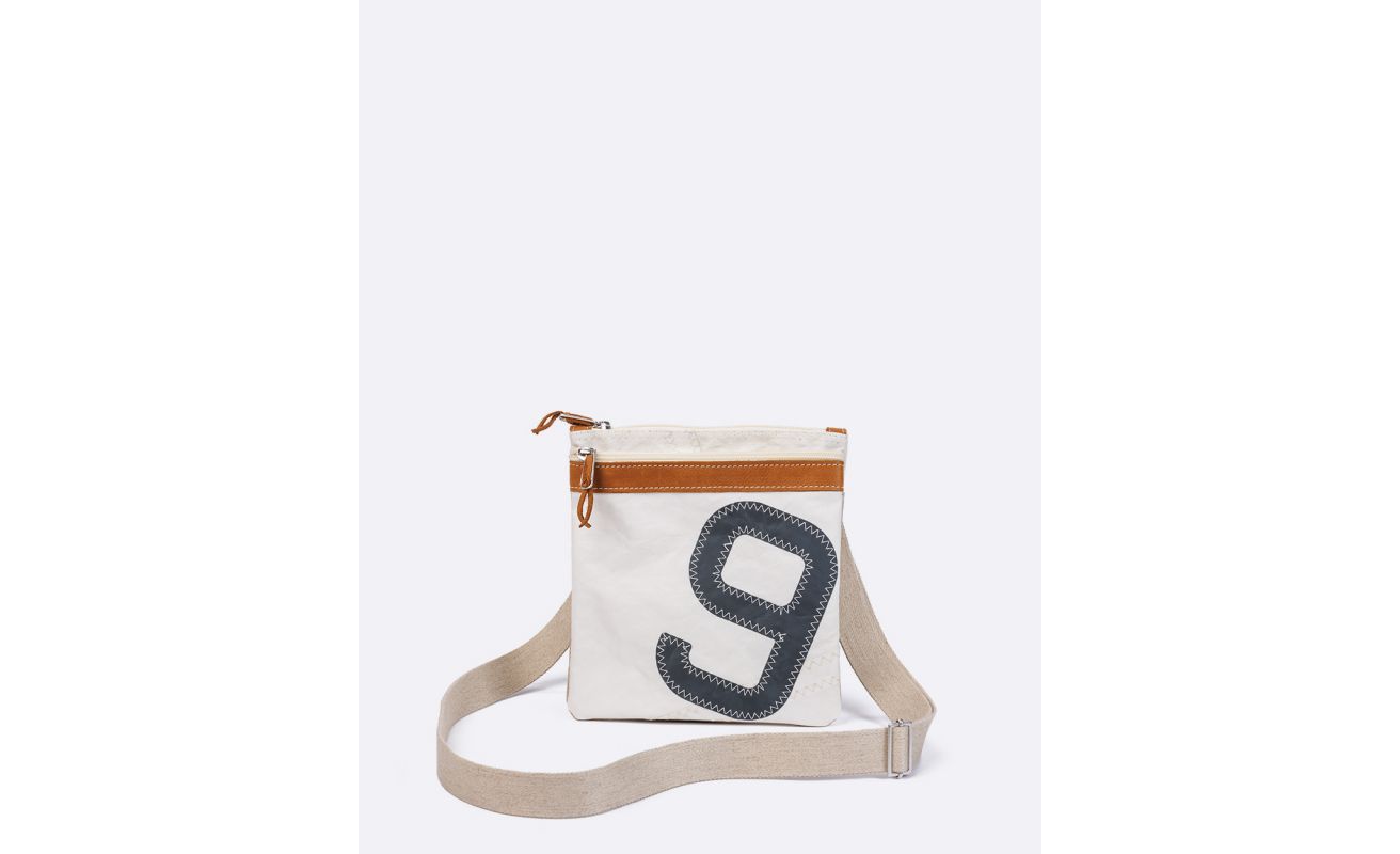 Travel cross-body bag · Leather and linen recyclé | 727 Sailbags