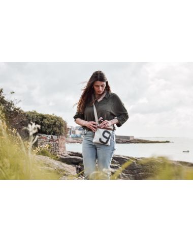 Travel cross-body bag · Leather and linen recyclé | 727 Sailbags