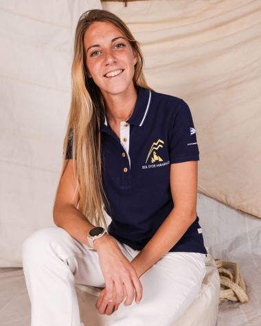 Women's short sleeved polo navy blue· Bol d'Or Mirabaud 2023 - Tax will be deducted for Swiss orders.