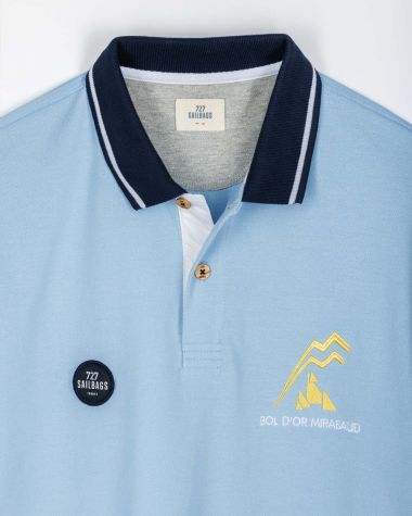 Men's short sleeved polo pastel blue· Bol d'Or Mirabaud 2023