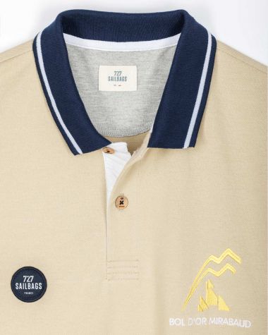 Herren-Poloshirt kurzärmel beige · Bol d'Or Mirabaud 2023