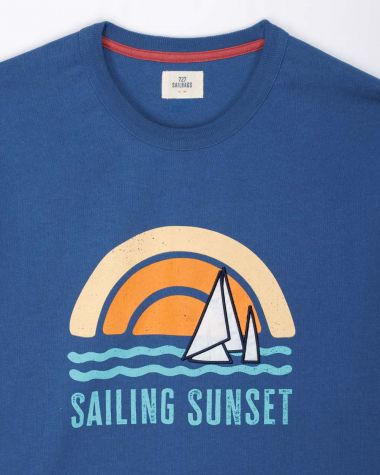 T-Shirt Sailing Sunset · Bleu