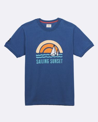 T-Shirt Sailing Sunset · Bleu