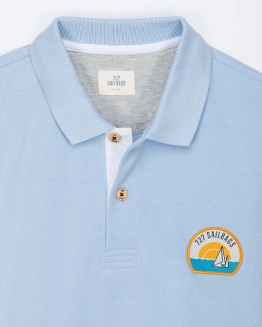 Herren-Poloshirt Sunset  · Hell blau