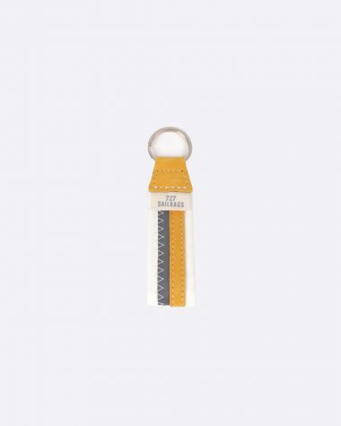 Porte-clés · Cuir moutarde et gris