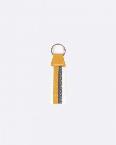 Porte-clés · Cuir moutarde et gris