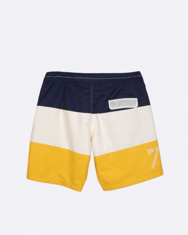 Sun Swim Short · Navy blue and yellow