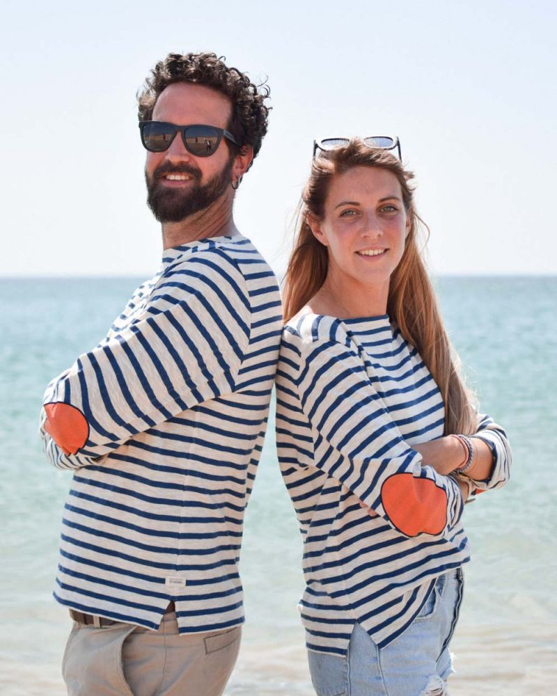 Marinière Toscane Homme · Écru et bleu