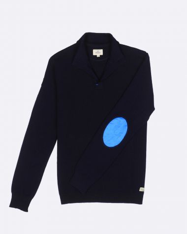 Pull col officier Homme · Marine et bleu