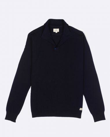 Pull col officier Homme · Marine et bleu