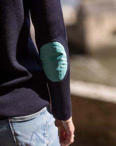 Women's sailor sweater Merino Wool · Navy and blue