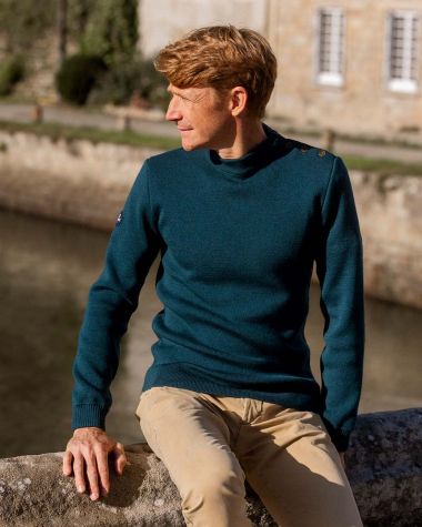 Men's sailor sweater in wool · Blue colvert