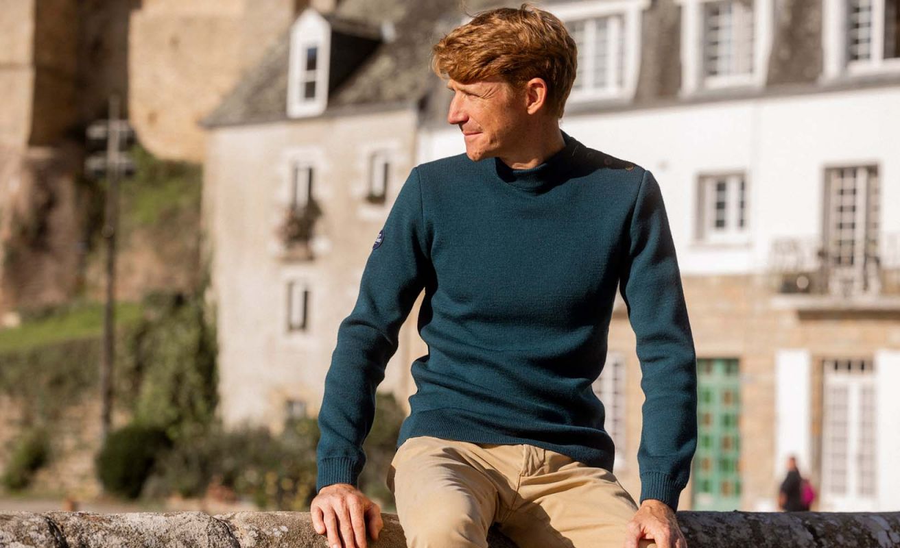 Men's sailor sweater in wool · Blue colvert