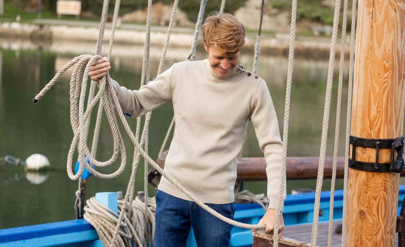 Men's sailor sweater in wool · Chanvre