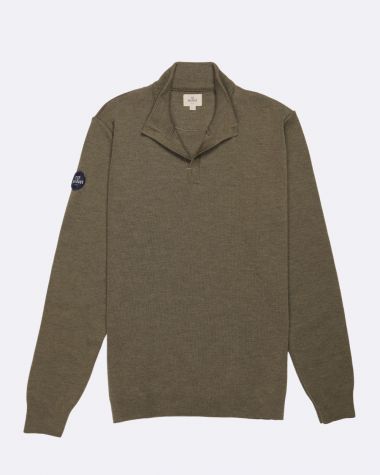 Men's crew-neck pullover · Khaki and grey